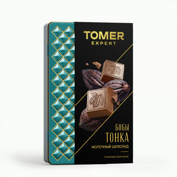 №1 Фабрика Томер металлический бокс Молочный шоколад БОБЫ ТОНКА , 90г в Комсомольске-на-Амуре