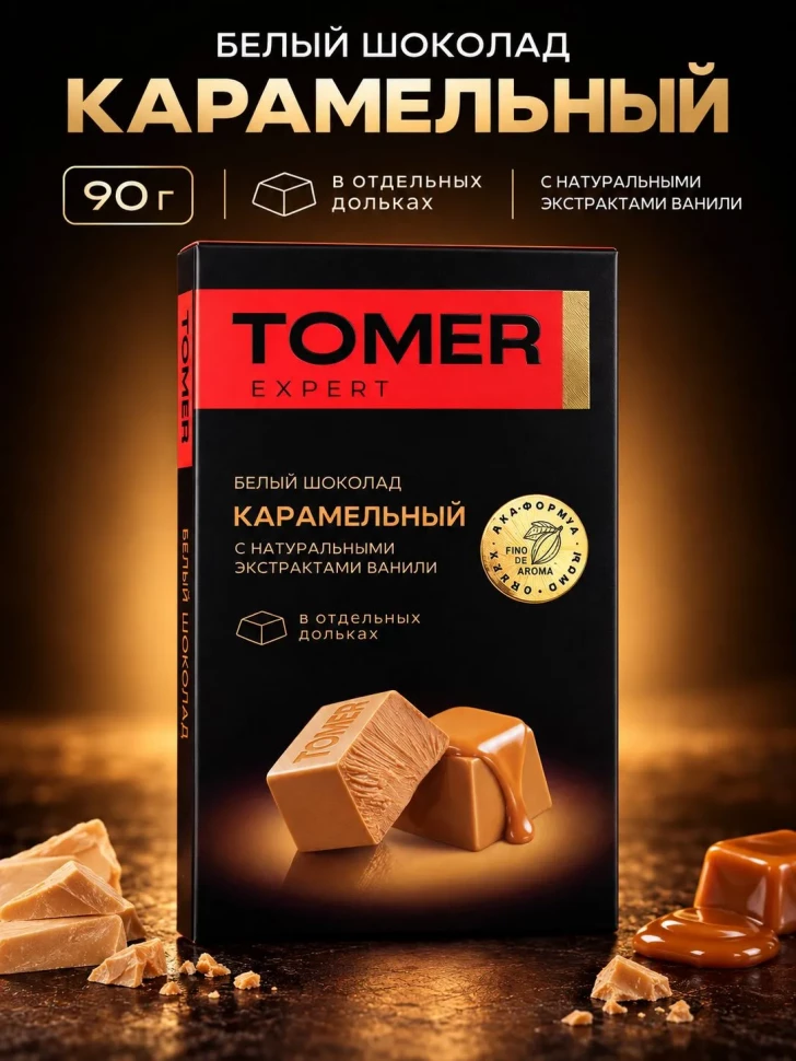  Фабрика Томер  Белый шоколад КАРАМЕЛЬНЫЙ, 90г  в Комсомольске-на-Амуре